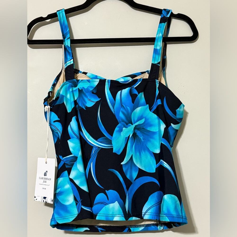 Caribbean Joe Island Supply Co. women’s size 16 floral swim top tankini padded - Picture 2 of 12